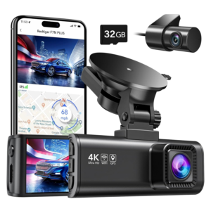 REDTIGER Dash Cam Front Rear, 4K/2.5K Full HD Dash Camera for Cars, Built-in Wi-Fi GPS, 3.16” IPS Screen, Night Vision, 170°Wide Angle, WDR, 24H Parking Mode, Memory not Included

