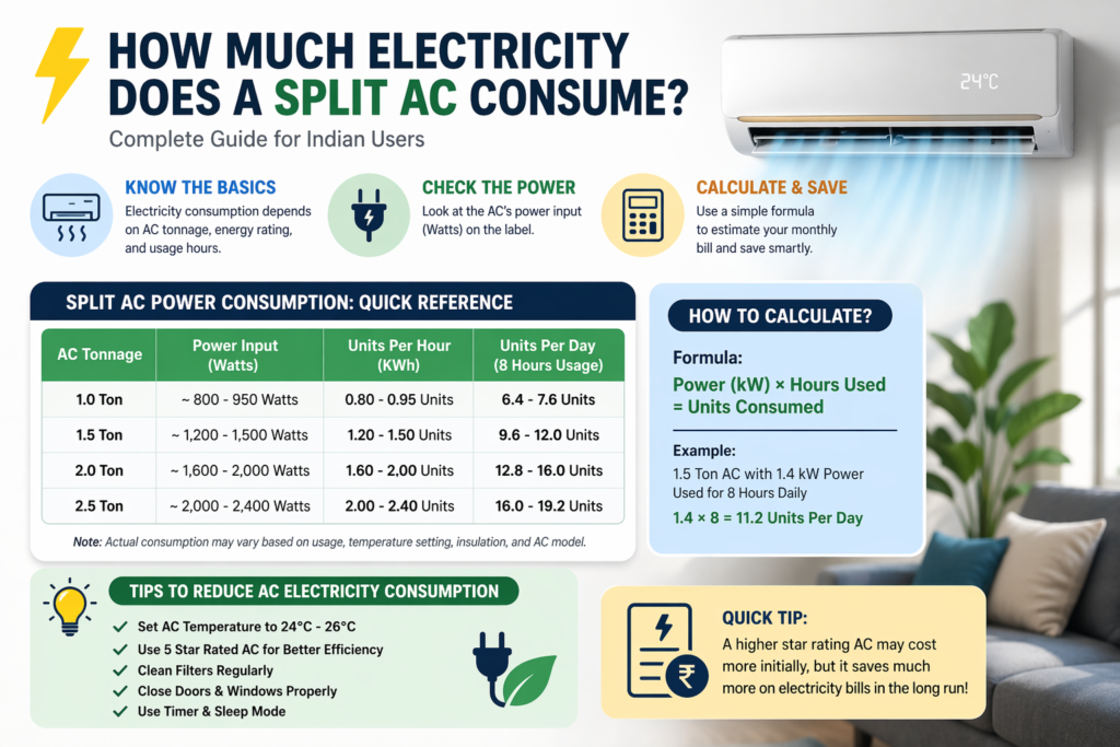 How Much Electricity Does a Split AC Consume? (Complete Guide for Indian Users)