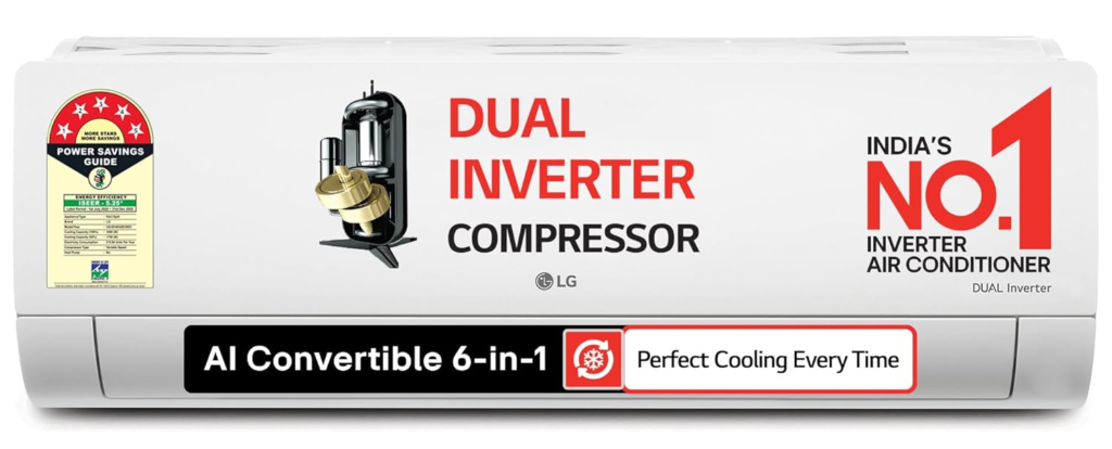 2. LG 1.5 Ton Dual Inverter AC – Best Smart & Efficient Option Best 1.5 Ton Split AC In India