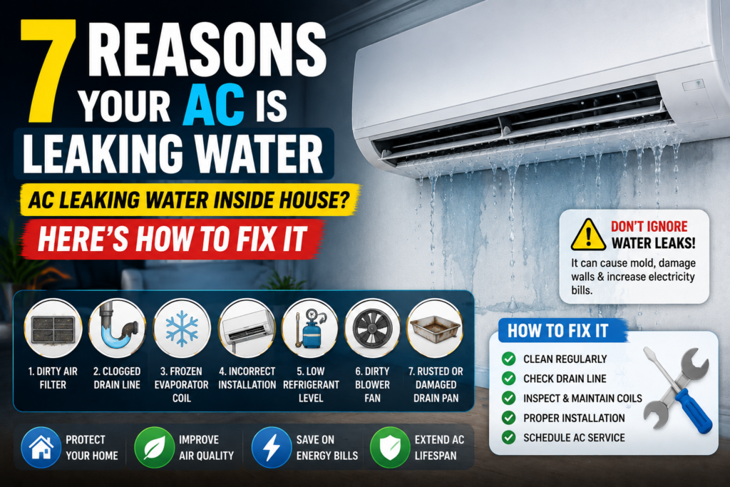 7 Reasons Your AC is Leaking Water - AC Leaking Water Inside House? Here's How to Fix It