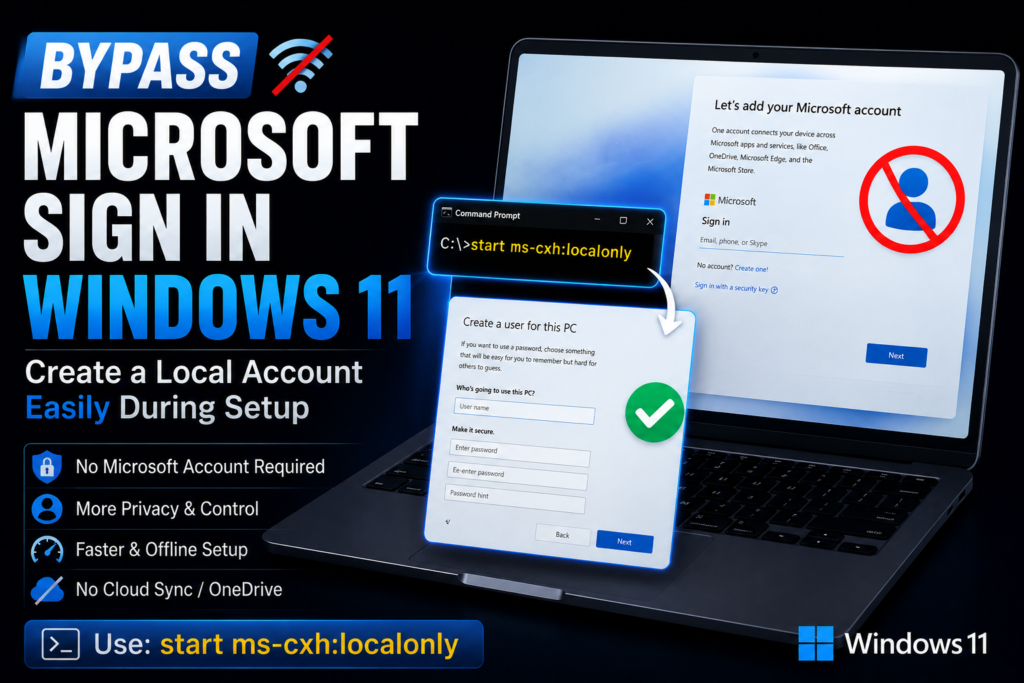 Bypass Microsoft Sign In Windows 11 During Setup