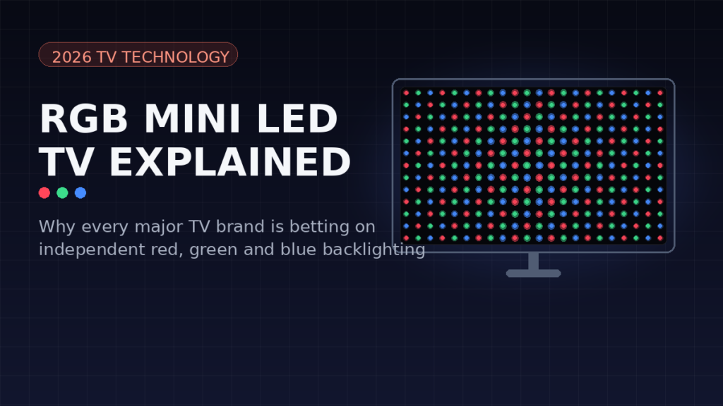 RGB mini LED TV screen showing independent red green blue backlight dots